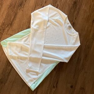 ALO Yoga White and Mint Long Sleeve Top